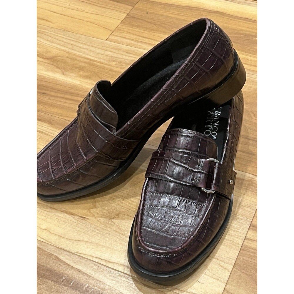 Franco Sarto Croc-Embossed Brown Loafers – Women’s Size 10 * New